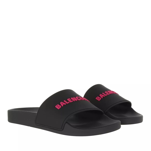 Balenciaga Slide Logo Sandals Black/Fuchsia Slipper