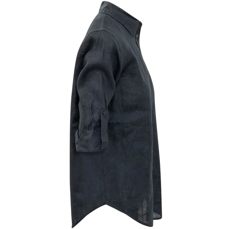 Ralph Lauren Bluse Camicia a Maniche Lunghe in Lino con Maniche Arrot dunkelgrau(Image 3)