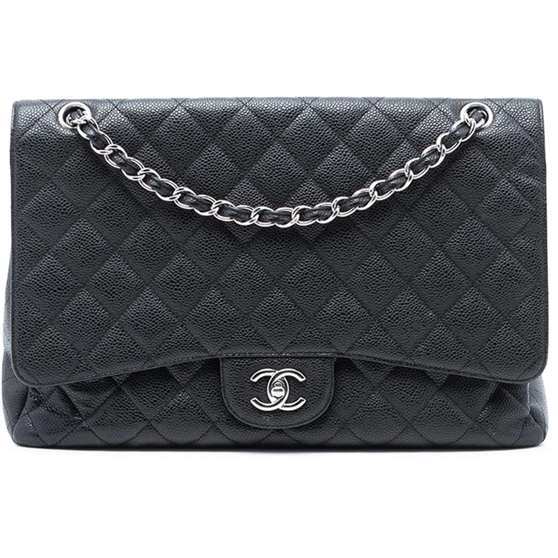 Chanel Schultertasche Maxi Classic Caviar Single Flap schwarz