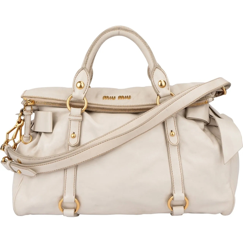 Miu Miu Schultertasche Miu Miu Classic Leather City Handbag weiß