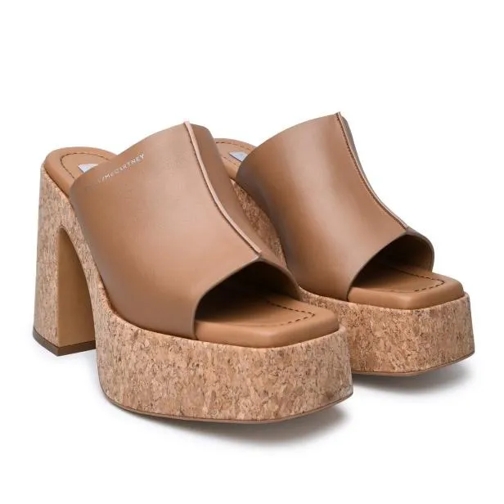 Stella McCartney Skyla Beige Eco Leather Sandal Brown Hoge Hak