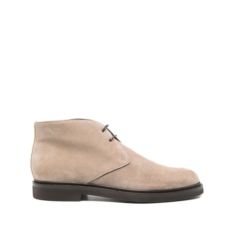 Ortigni Schnürschuhe Beige Suede Lace-Up Shoes With Minimalist Design Neutrals