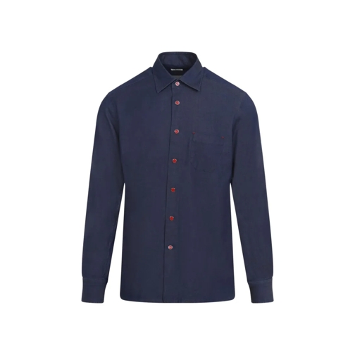 Kiton Chemises Blue Cotton Nerano Shirt Blue