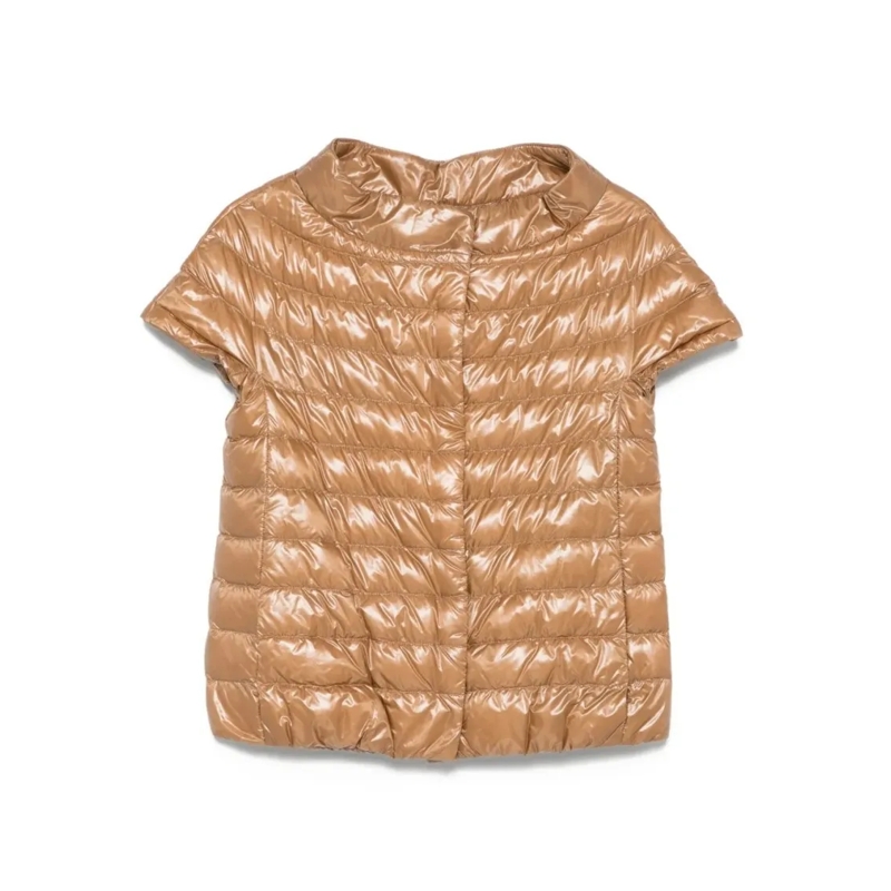 Herno  Glossy-Finish Short-Sleeved Puffer Jacket Neutrals