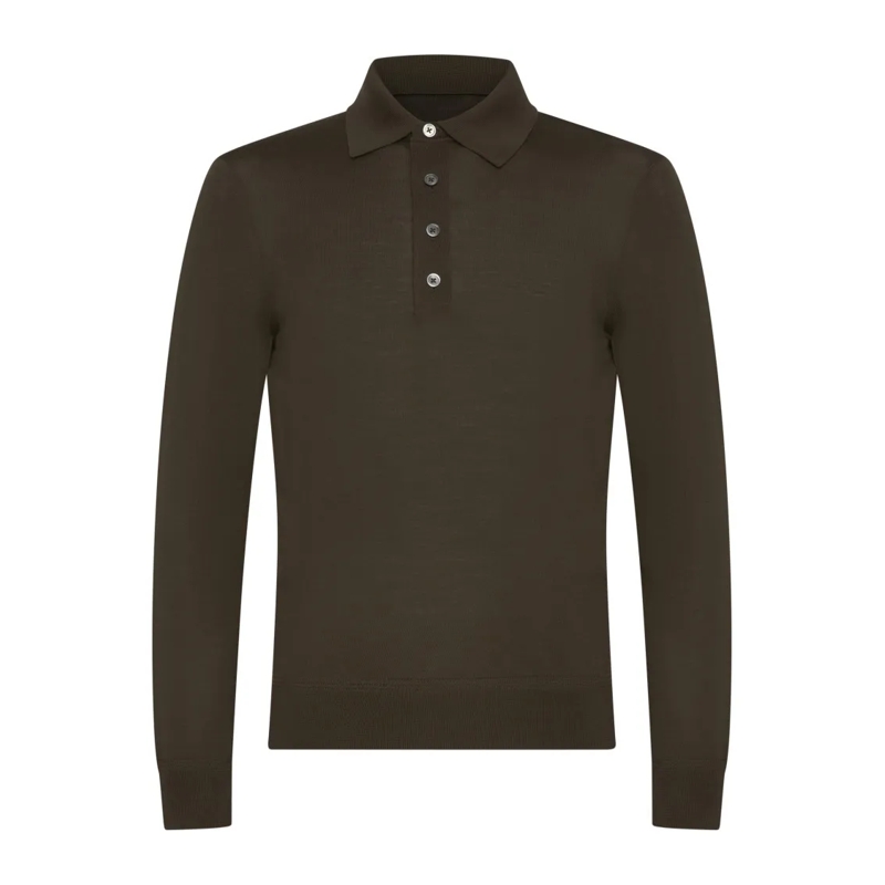 Tom Ford Pullover Merino Wool Polo Sweater Black