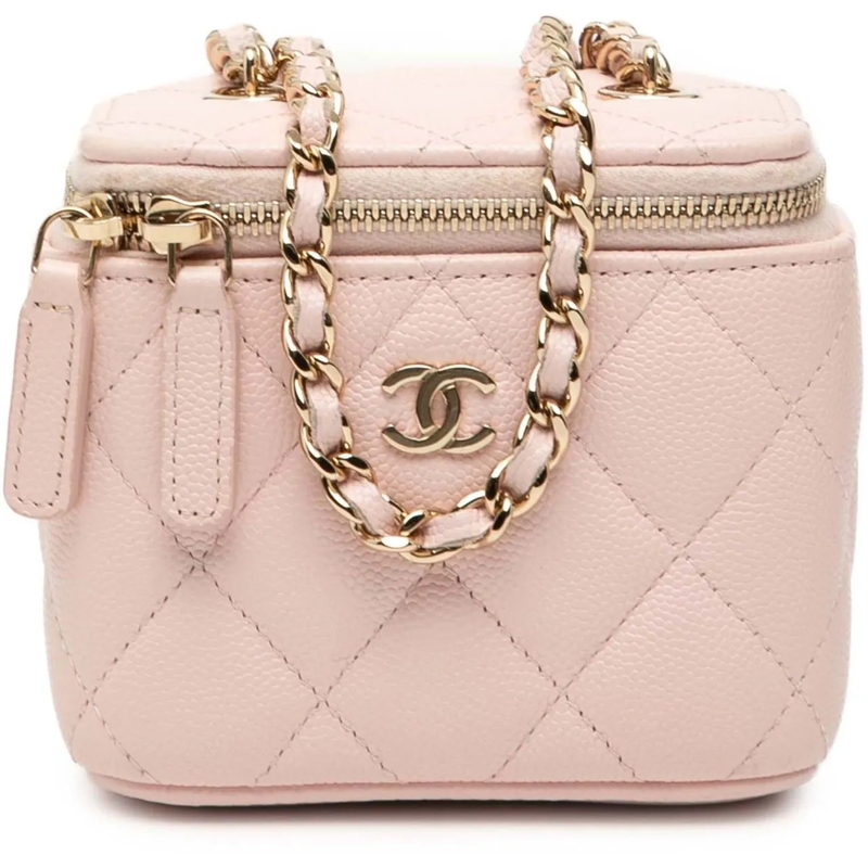 Chanel Sac à bandoulière Mini CC Quilted Caviar Vanity Case with Chain rose