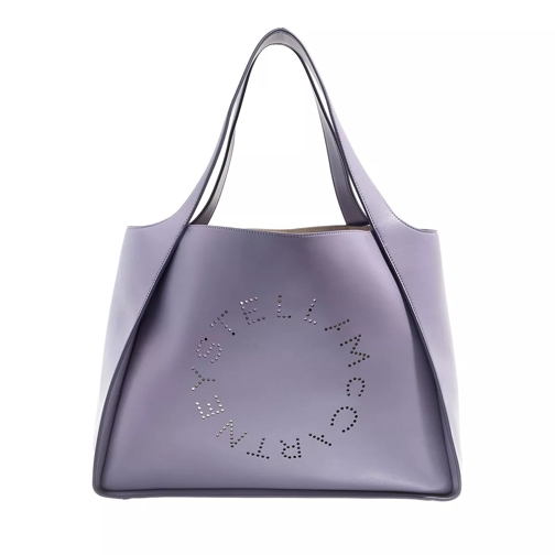 Stella McCartney Logo Tote Bag Leather Purple Rymlig shoppingväska