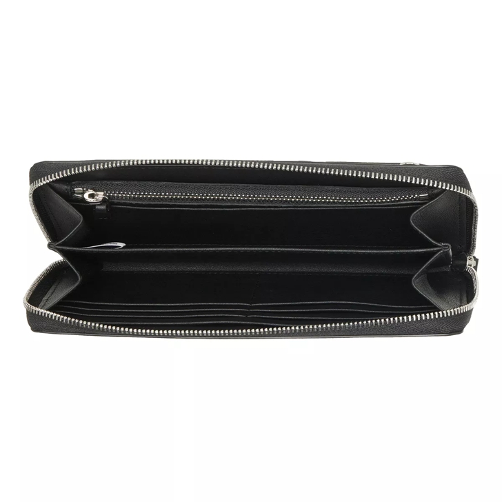 MCM Aren Eb Mn Leather Zip Around Large Black | Wallet On A Chain