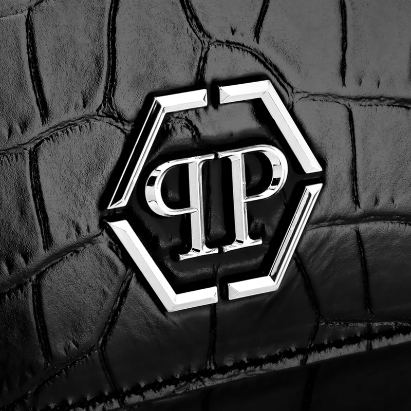 Philipp Plein Schultertasche Umhängetasche Hexagon Crocco Print schwarz(Image 5)