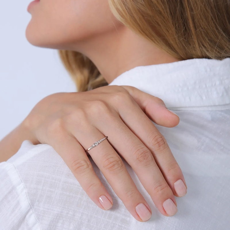 Elli Ring Ring Diamant Verlobung Hochzeit (0.11 ct) 585 Weiß weiss(Image 4)