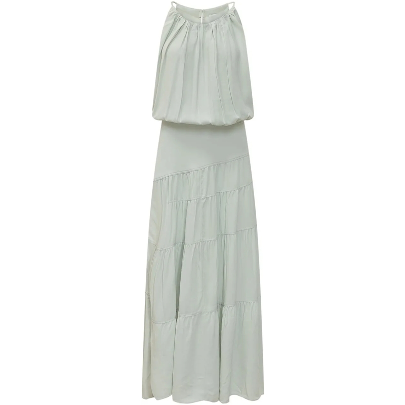 Iro Robe longue Abito Lungo con Gonna a Balze e Spalline Sottili weiß