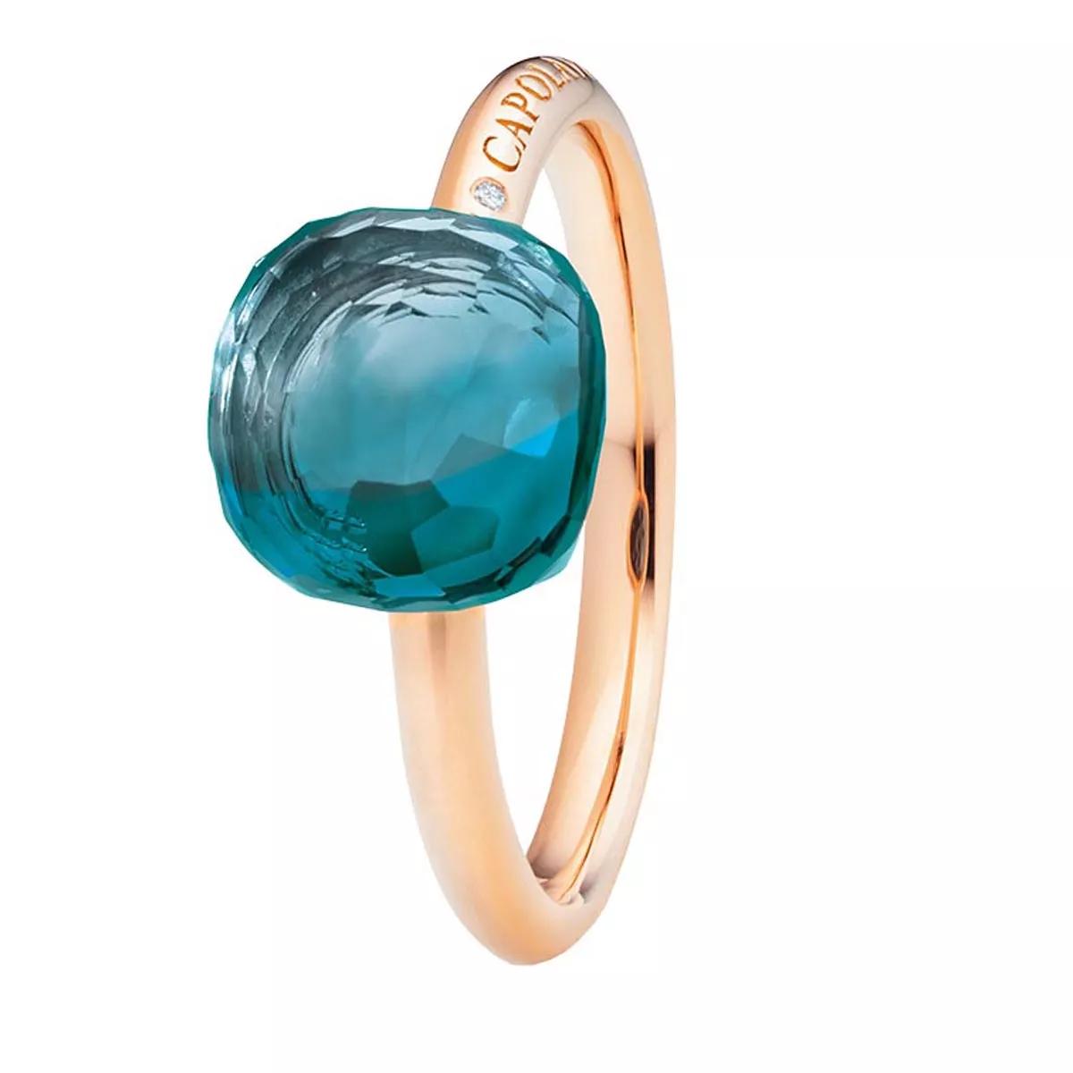 Capolavoro Ring Happy Holi Topas Cocktailring Cabochon Rosegold | Blue London