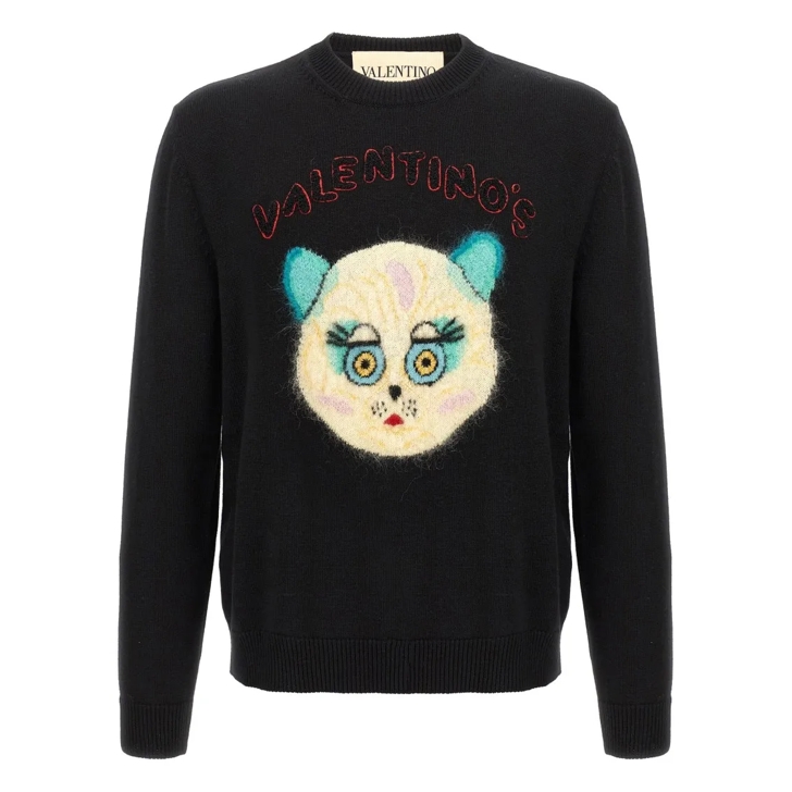 Valentino Garavani Le Chat De La Maison' Sweater Black Trui