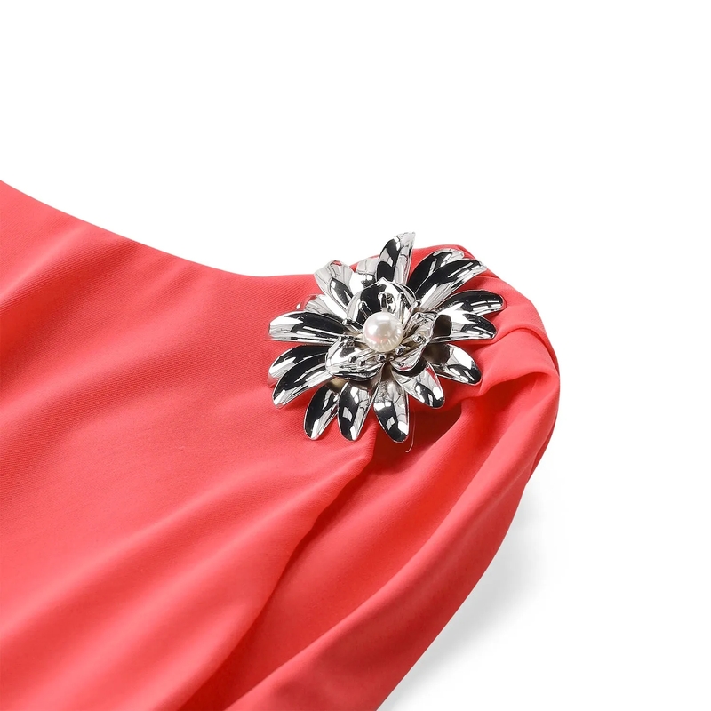 Chiara Boni Maxi-jurk Maxikleid mit Schmuckbroschen orange(Image 3)