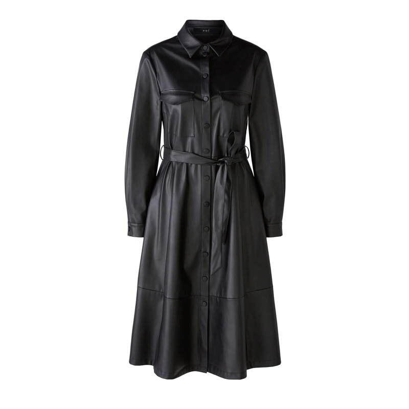 Oui Kleid Hemdblusenkleid schwarz