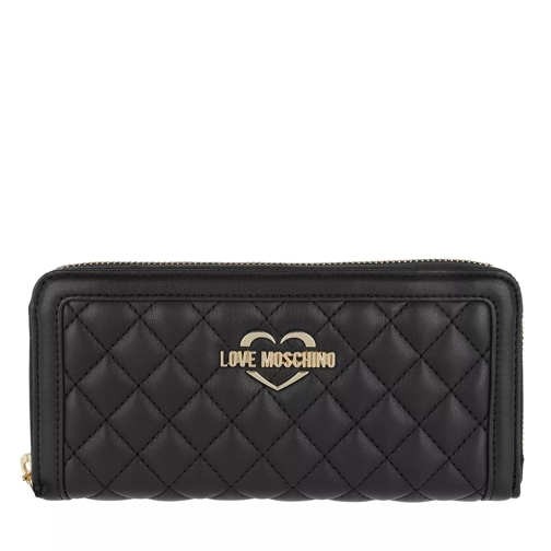 Love Moschino Logo Wallet Quilted Nero Portemonnaie mit Zip-Around-Reißverschluss