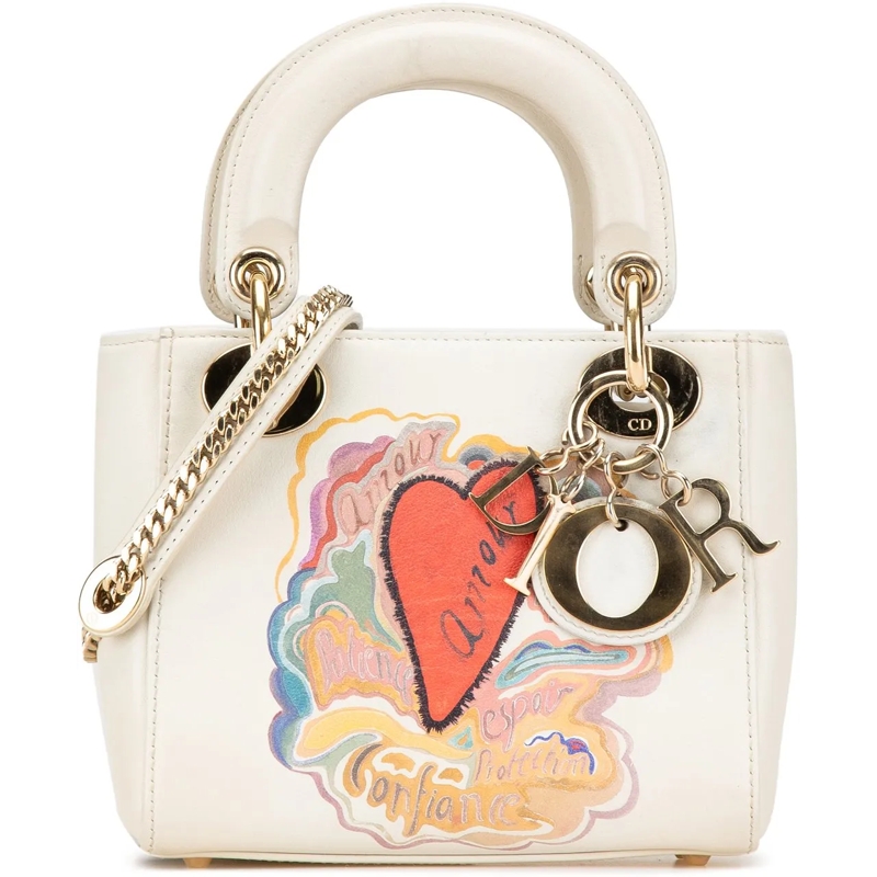Christian Dior Schultertasche DiorAmour Niki De Saint Phalle Mini Calfskin Sequi weiß