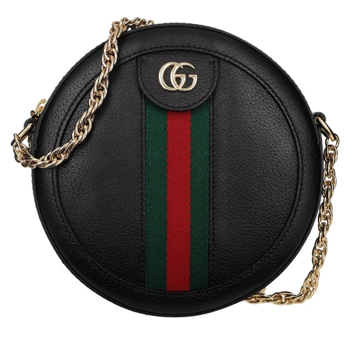 Gucci Ophidia Mini Round Shoulder Bag Leather Black Canteen Bag