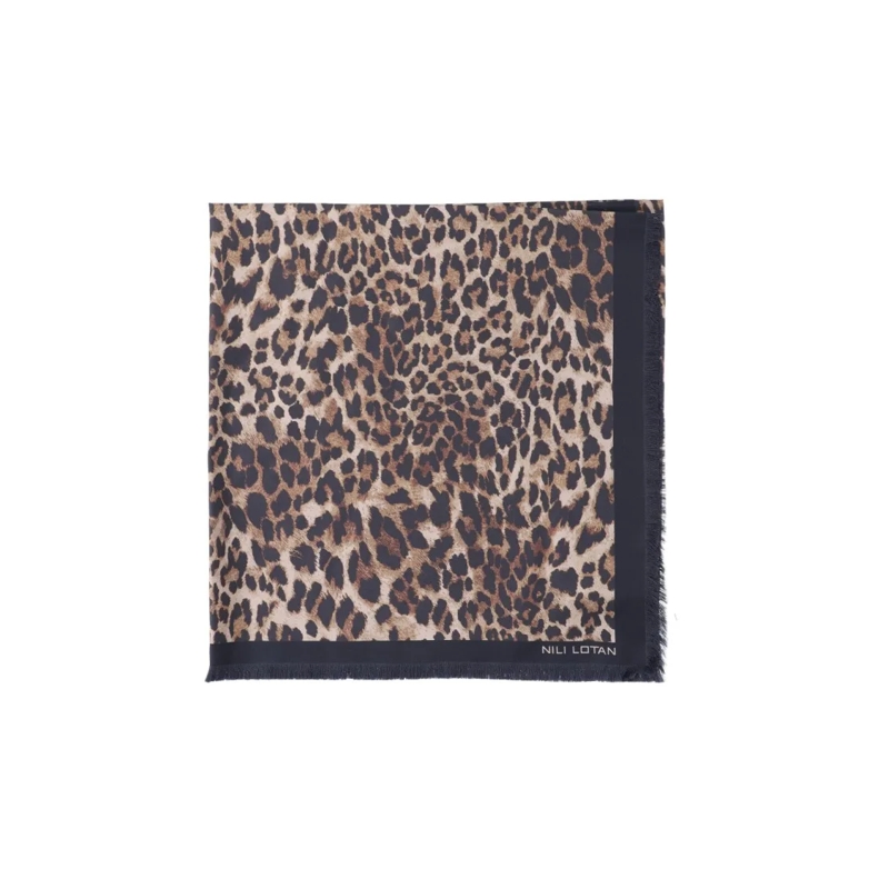 NILI LOTAN Écharpe légère Animal Print Scarf – Brown Brown