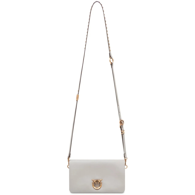 Pinko Schultertasche Borsa a Spalla Click Soft con Patta e Logo taupe(Image 2)