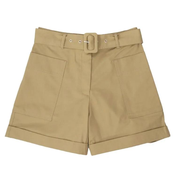 Thumbnail - Officine Generale - Beige Mid-Waisted Shorts With Removable Belt - Größe 40 - beige