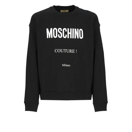 Moschino Sweatshirts Cotton Logoed Sweatshirt Black