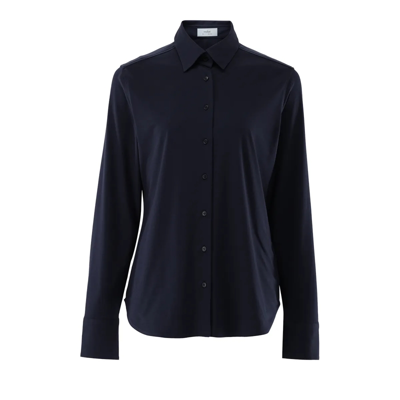VAN LAACK Bluse Bluse Modern Fit Uni dunkel-blau