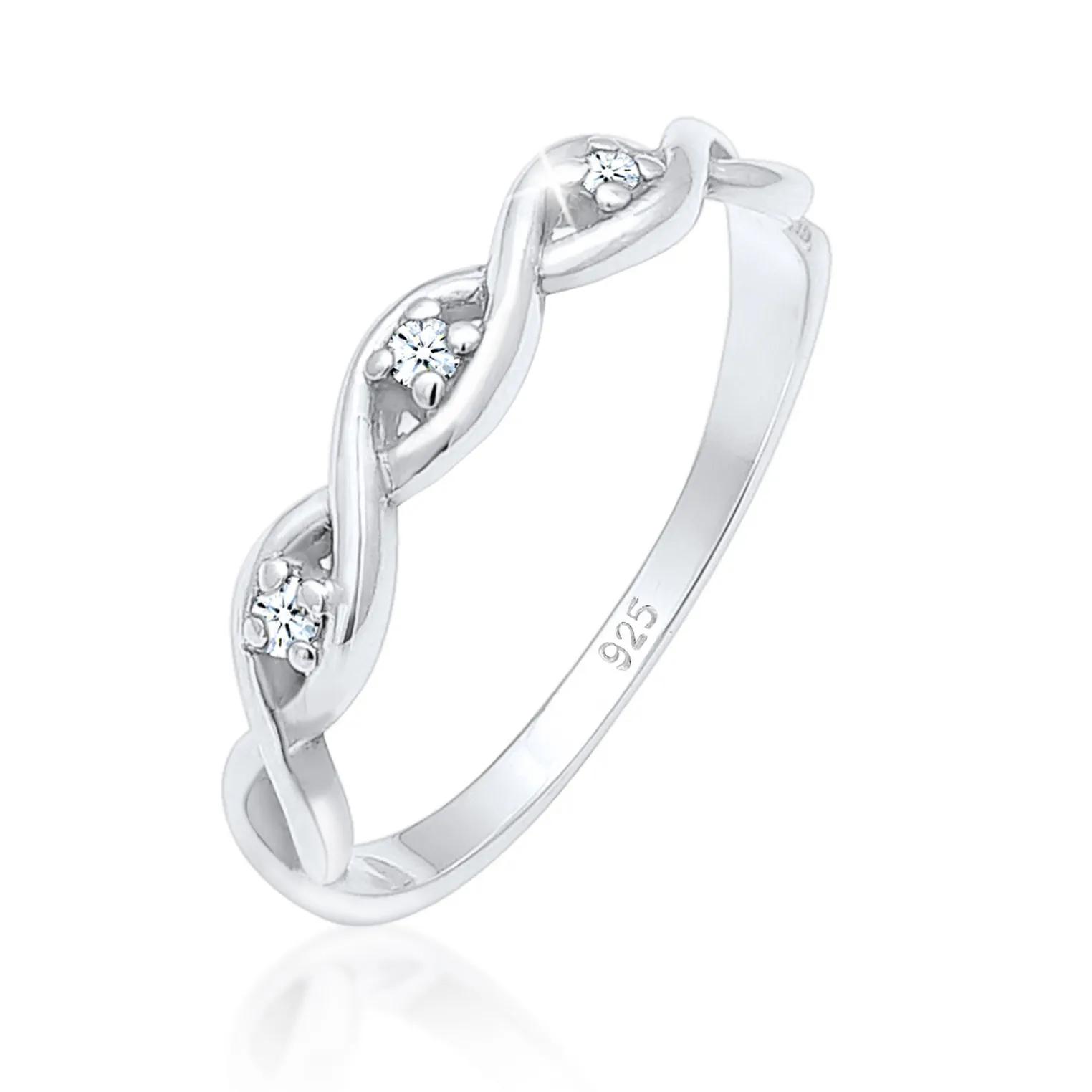 Elli Ringe - Ring Knoten Unendlich Diamant (0.045 ct.) 925er Si - Gr. 52 MM - in Silber - für Damen