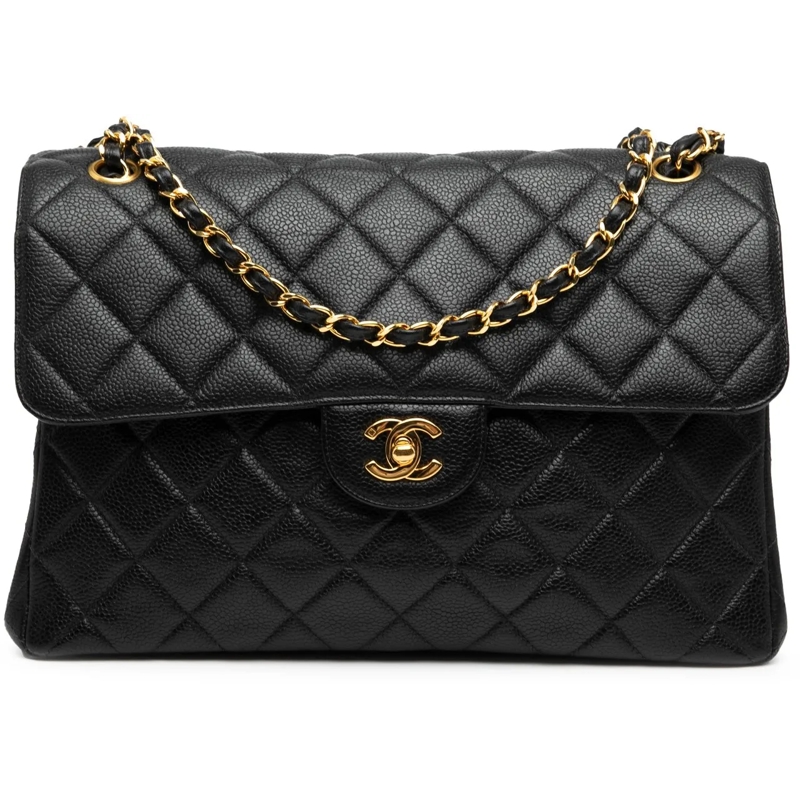 Chanel Sac à bandoulière Jumbo Quilted Caviar Double Sided Flap schwarz