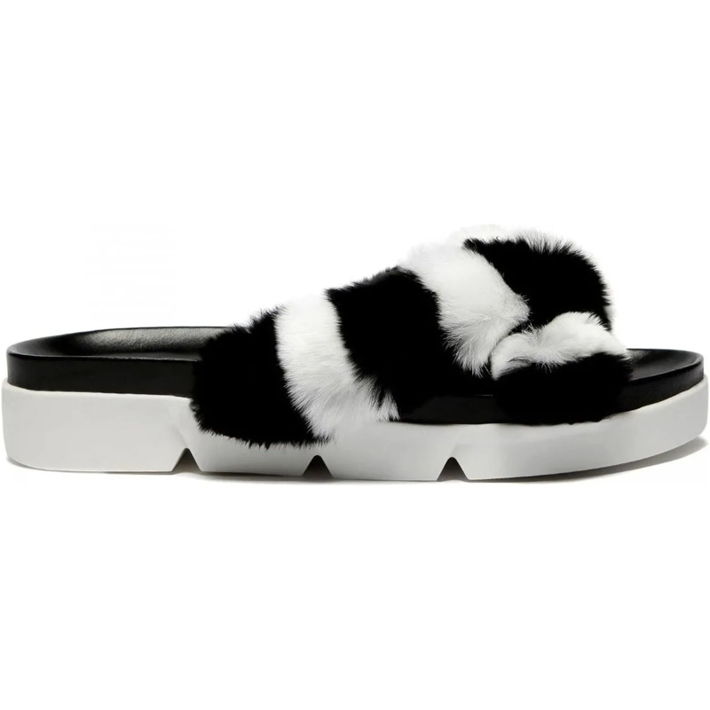 Stuart Weitzman Slides Fur Slippers White