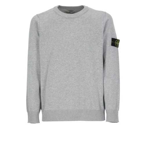 Stone Island Pullover Grey Cotton Sweater With Logo Grey