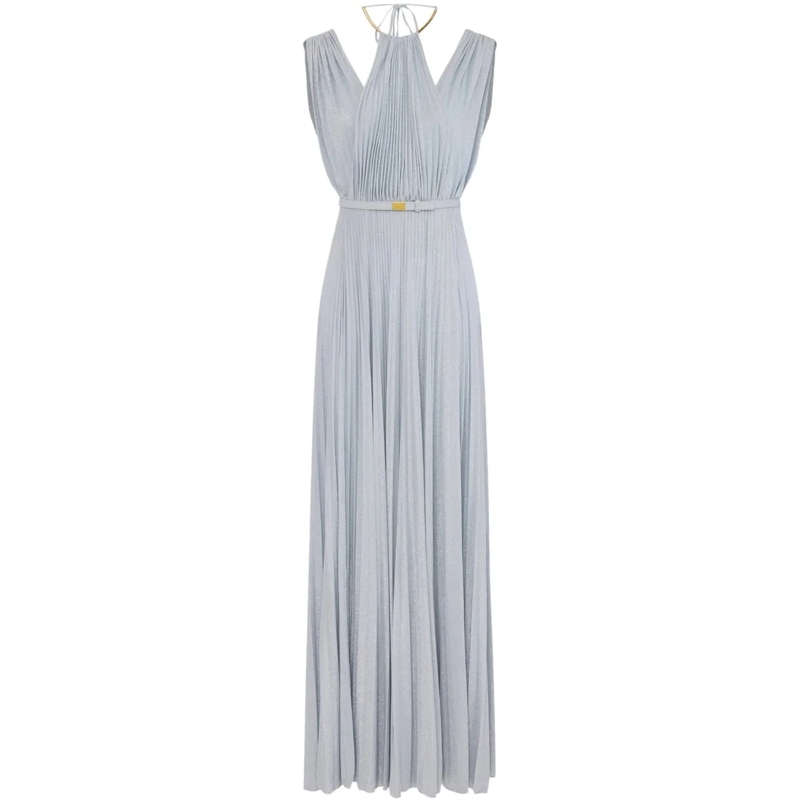 Elisabetta Franchi Robe midi Flowing Evening Dress Silver