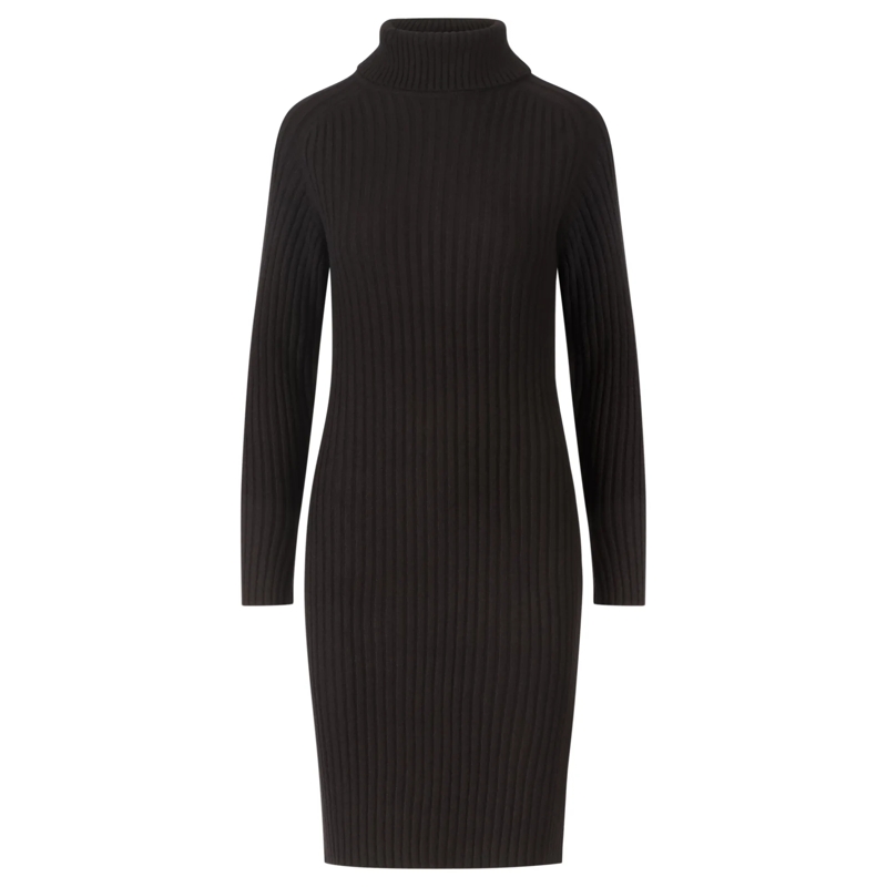 Apart Strickkleid Rippenstrickkleid schwarz