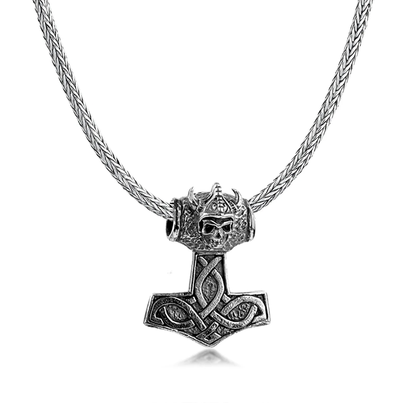 Kuzzoi Mittellange Halskette Halskette Herren Schlangenkette mit Thor's Hammer  silber