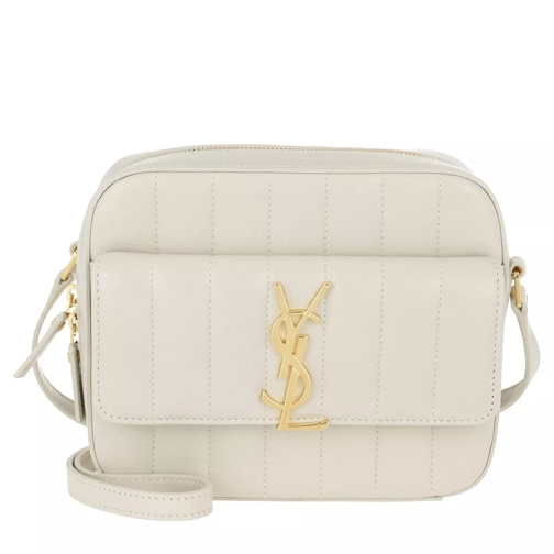 Saint Laurent Vicky Camera Bag Quilted Lambskin Ivory Crossbody Bag
