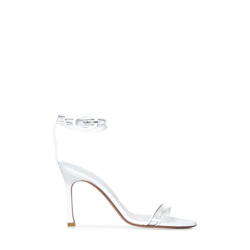 Amina Muaddi Sandalen 95mm PVC And Leather Sandals White