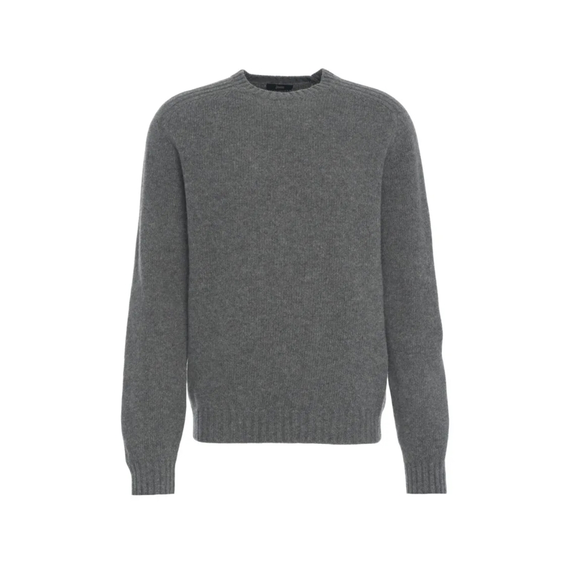 Herno Trui Timeless Grey Wool Sweater With Crew Neckline Grey