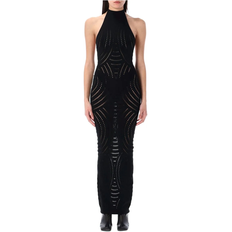 Misbhv Robe midi Mesh Halter Long Dress Black schwarz