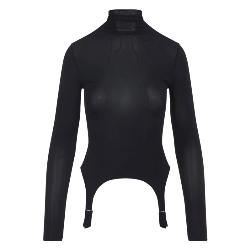 Jean Paul Gaultier Langärmeliges Oberteil High Neck Fitted Top Black