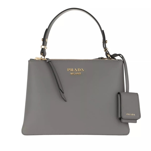 Prada Deux Small Bag Leather Marmo Rymlig shoppingväska