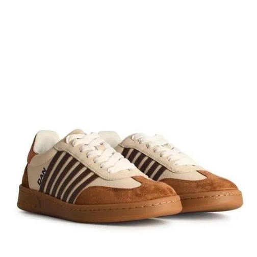 Dsquared2 Boxer' Ivory Leather Sneakers Brown lage-top sneaker