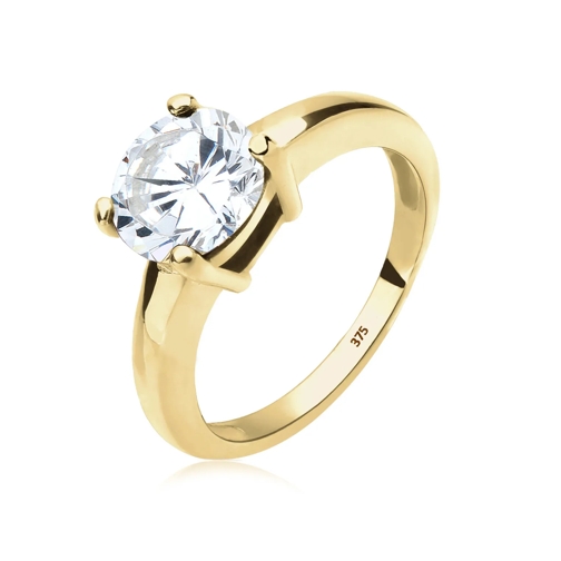 Elli Ring Ring Solitärring Zirkonia 375 Gelbgold Geschenkide weiss