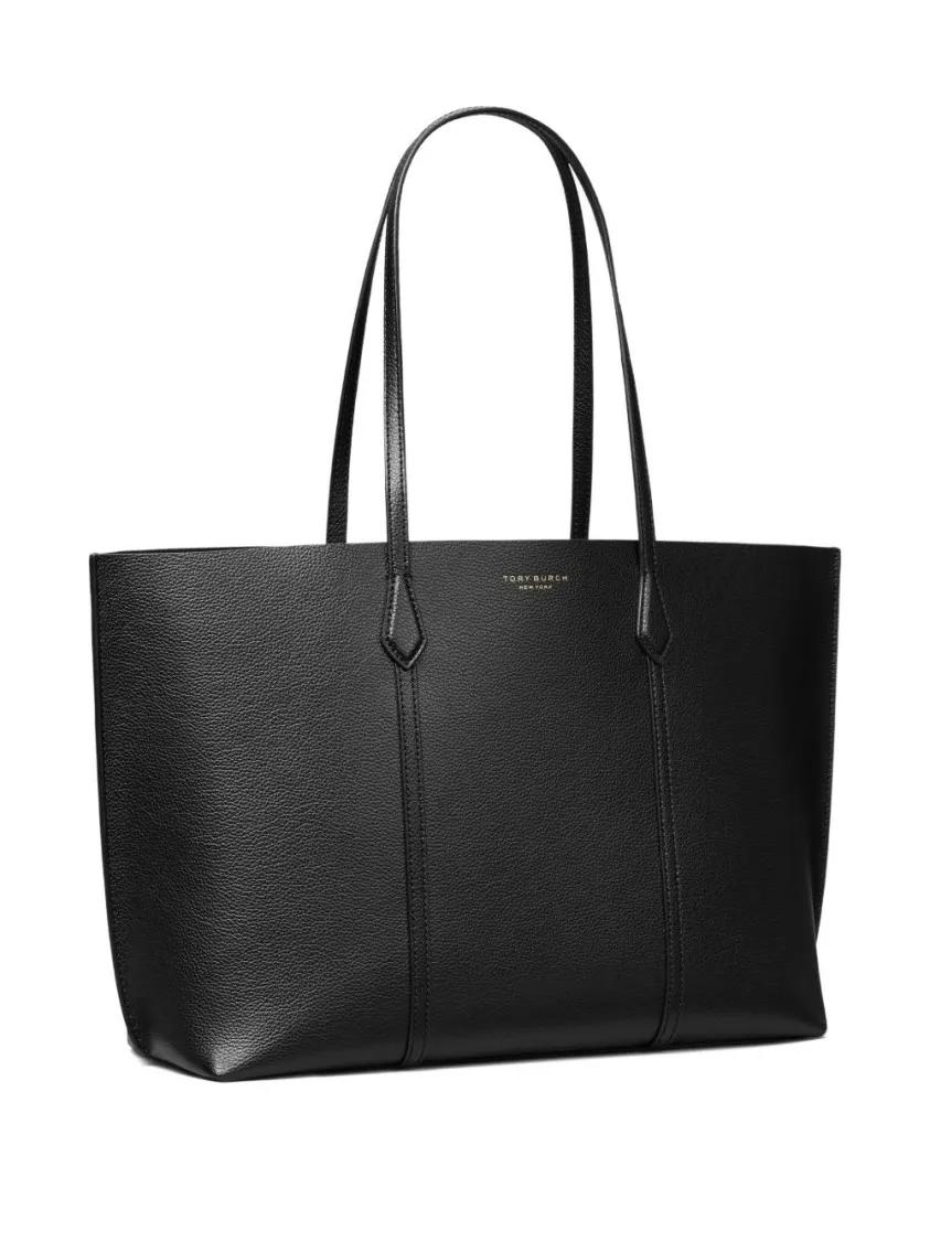 TORY BURCH Shoppers & Totes Embossed Logo Black Tote Bag in zwart