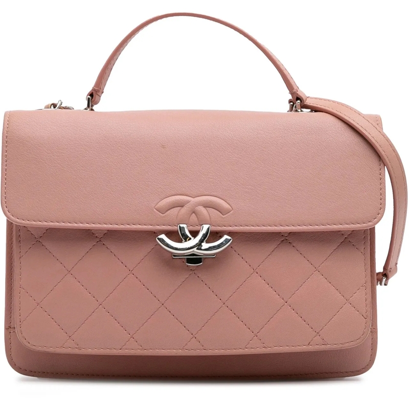 Chanel Sac à bandoulière Large Quilted Goatskin CC Box Flap rose