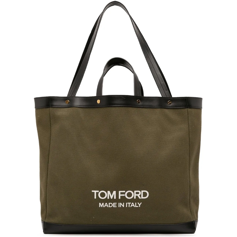 Tom Ford Sac à bandoulière Medium Canvas T Screw Tote braun