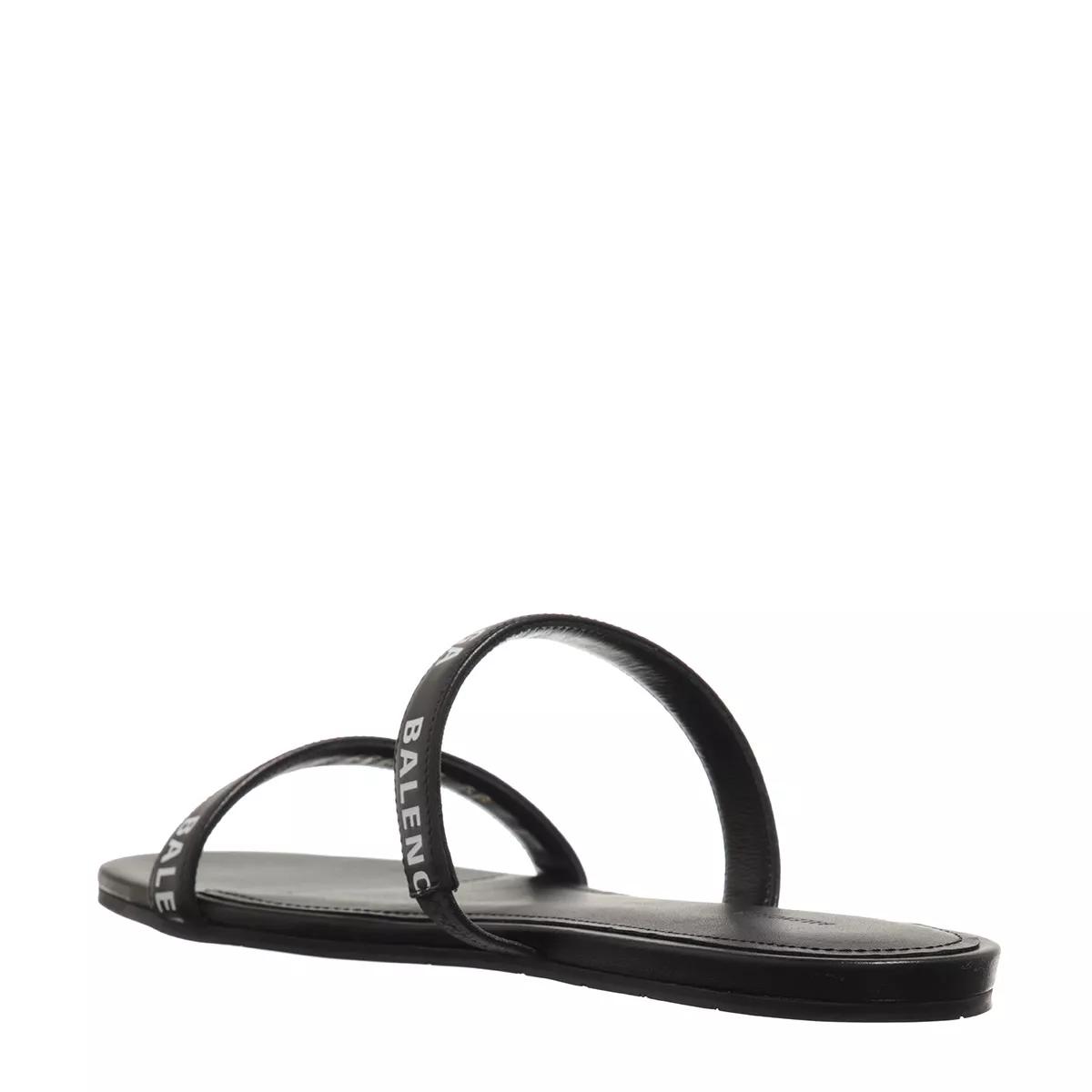 Balenciaga Flat Sandals Black White Slide