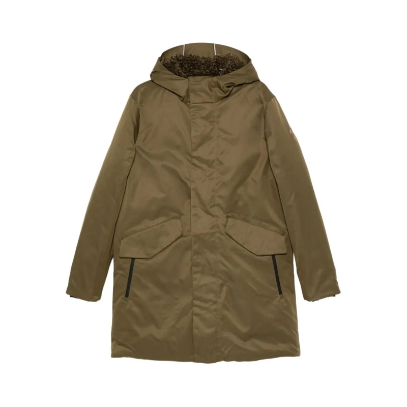 Save the Duck Parka Lightweight Green Parka With Concealed Placket Green