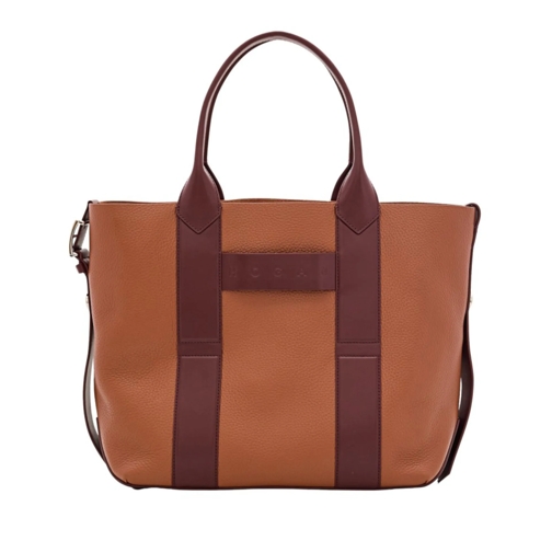 Hogan Tote Medium Script Leather Shopping Bag Brown