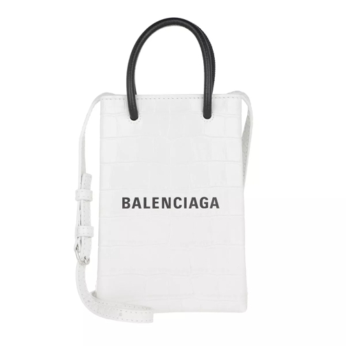 Balenciaga Shopping Phone Holder Bag Leather White/Black Handytasche