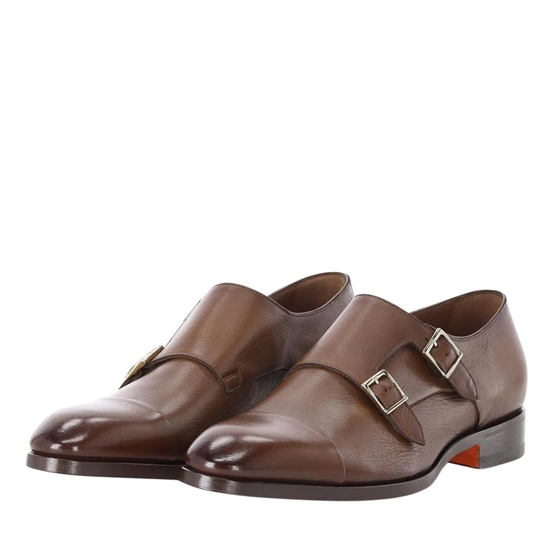 Santoni Monkstraps Doppel-Monkstraps aus Glattleder braun